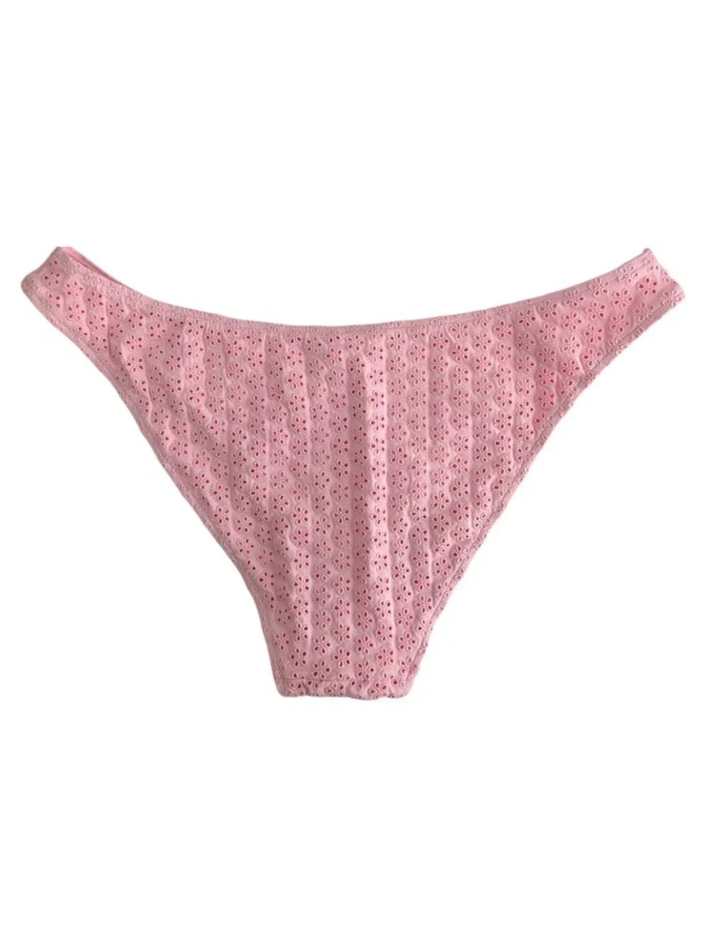 PINK X Frankies Bikinis Eyelet Bikini Set Pink Underwire Lace Cheeky Size XXL